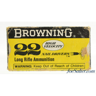  1970's Browning “Nail Drivers” High Velocity 22 LR Ammo Full Box 50 Rds