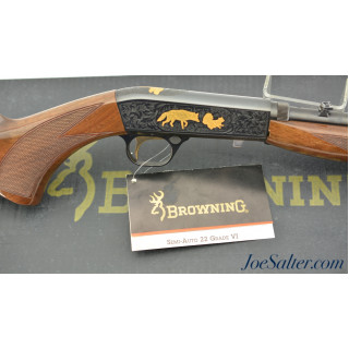 Excellent LNIB Browning Semi-Auto 22 Grade VI Gold Engraved Blued Receiver