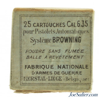 Original FN Browning 6.35mm Ammo 25 ACP Model 1906 Full Box 