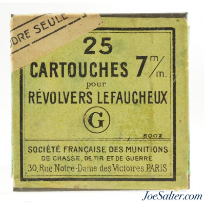 Scarce Full & Sealed! 7mm Pin Fire Ammo Tin Lefaucheux Societe Francaise Des Munitions