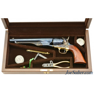 Beautiful Glass Cased Set 1860 Colt Navy 44 Cal. Percussion Cimarron Firearms & Extras