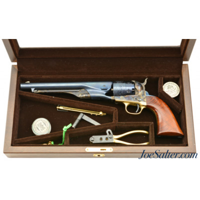 Beautiful Glass Cased Set 1860 Colt Navy 44 Cal. Percussion Cimarron Firearms & Extras