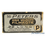 Peters High Velocity 22 Long “FILMKOTE” Kings Mills Full Box 1934 Issues