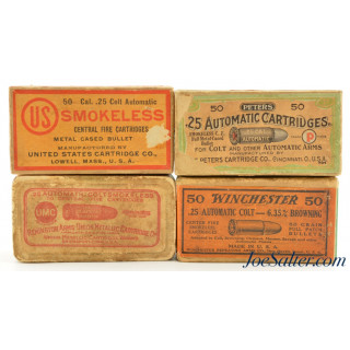  Collectors Lot 25 ACP Ammo Peters, Winchester, US Cart Co. & Rem-UMC