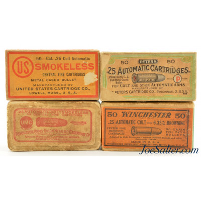  Collectors Lot 25 ACP Ammo Peters, Winchester, US Cart Co. & Rem-UMC