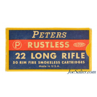  Pre-WWII Peters “Rustless” 22 LR Ammo Full Box 50 Rounds