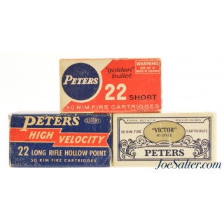  Vintage Peters 22 Ammo Collector Lot LR & Short 3 boxes