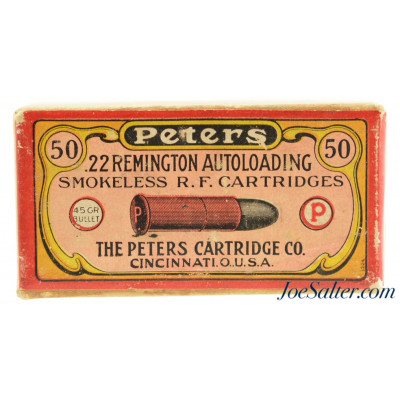 Scarce Peters 22 Rem Auto Ammunition Smokeless Full