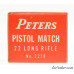  1962 Match Issue Peters “Pistol Match” 22 LR Ammo Brick Fresh
