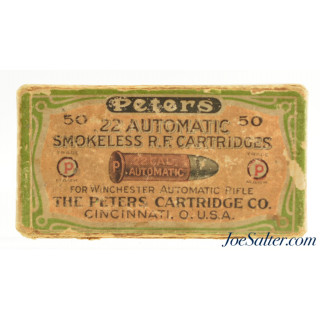  Scarce Peters 22 Winchester Auto Ammo Smokeless Partial Box