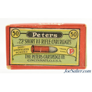  Beautiful Sealed! Peters 22 Short Multi Color Corrosive Primed Series Circa 1915