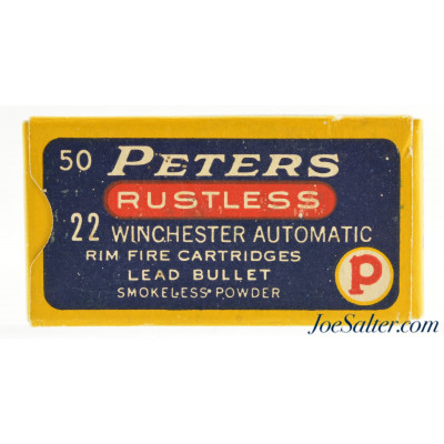 Peters 22 Winchester Auto Dupont Logo “Rustless” Ammo Full Box