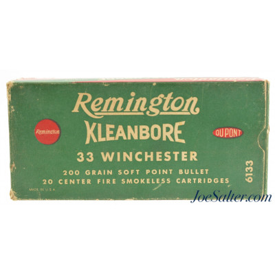 Full Box Remington Kleanbore 33 Winchester Ammo 20 Rds 200 Gr Soft Point