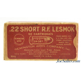 1920's Remington UMC 22 Short Model 12 “Picture” Box Lesmok Ammunition Full  