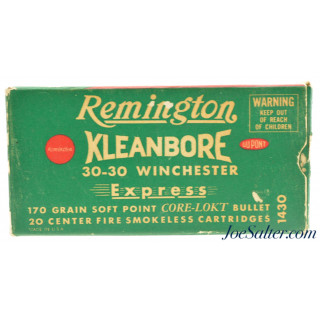  Remington Kleanbore Express 30-30 Ammo 1960's 170 Grain CORE-LOKT 