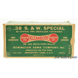 Remington UMC “Dog Bone" Kleanbore Box 38 S&W Ammo 