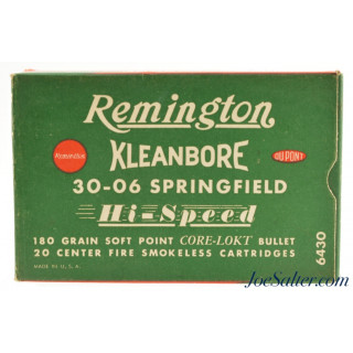 Post War Remington Kleanbore Hi-Speed 30-06 Ammo 180 Gr Soft Point