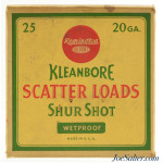 Remington 1930's Kleanbore Shurshot 20 GA Paper Hull  “Scatter Load” Full