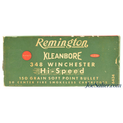  Remington 348 Winchester Ammo Post War Full Box 150 Gr SP