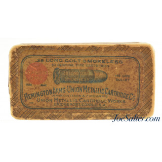  Remington UMC Full Box 38 Long Colt Smokeless Ammo Fabric Box 