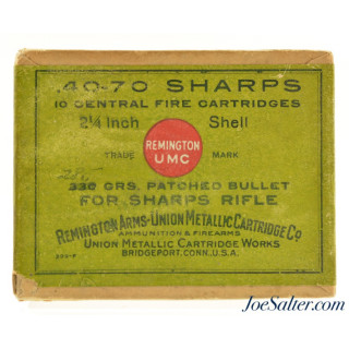  Remington UMC Full Box 40-70 Sharps 2 1/4 Inch Black Powder Ammo Patched Bullet 