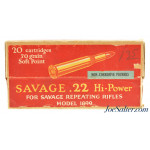  Sealed! 22 Savage High Power Ammo Full Box Model 1899 