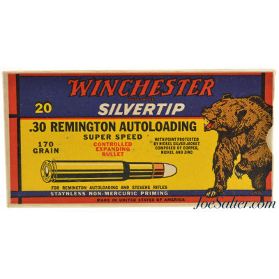 Outstanding Winchester “Bear” Box 30 Rem Ammo Crisp & Bright