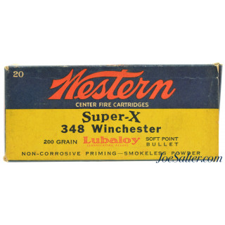  Early Western Super-X 348 Winchester Lubaloy 200 Grain Ammo Mid 1930's Full Box