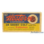  Western 38 Short Colt Ammo “Bullseye” Target Logo Box Lubaloy 50 Rds