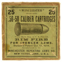 Very Rare Sealed! Winchester 56-50 Spencer RF Ammo Square Box 25 Round