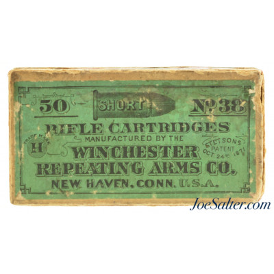Circa 1890 Winchester 38 Short Rim Fire Black Powder Ammo Full Box 50 Rds