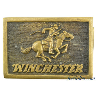 Vintage Winchester Firearms Solid Brass Belt Buckle 1978 BTS USA