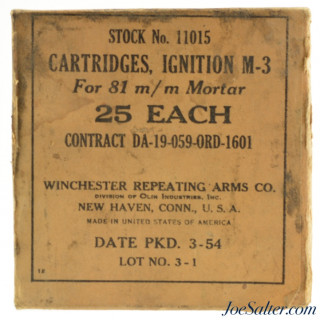  Winchester Ignition M-3 Cartridges For 81mm Mortar 1954 Partial Box