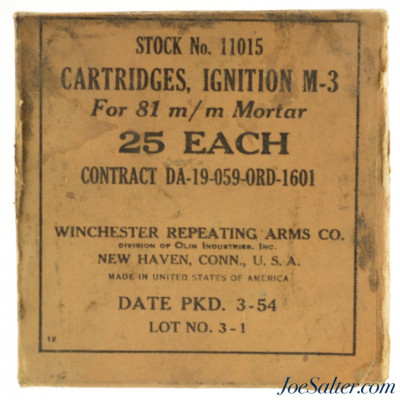  Winchester Ignition M-3 Cartridges For 81mm Mortar 1954 Partial Box
