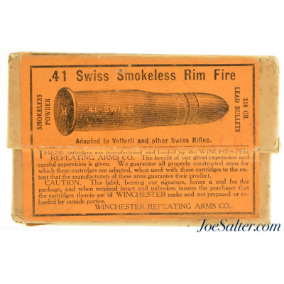  Full and Sealed! 1920's Box Winchester 41 Swiss Rim Fire Ammo 