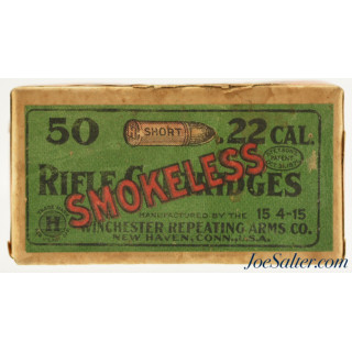  Sealed! 22 Short Winchester Green & Red Smokeless Ammo 4-15 Code  