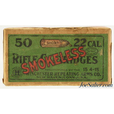  Sealed! 22 Short Winchester Green & Red Smokeless Ammo 4-15 Code  
