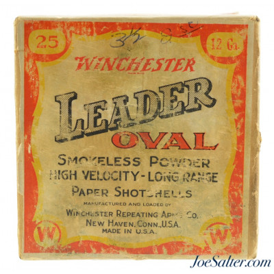  Scarce Winchester Leader Oval Two Piece Shotgun Shell Full Box BB's