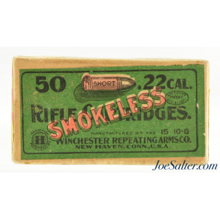  Sealed! Winchester 22 Short Green & Red Smokeless Ammo Issue WRA-7 S-2(g)