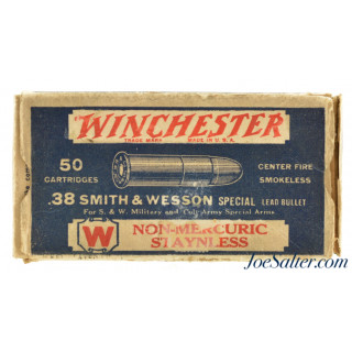 Winchester “1932” Box 38 Smith & Wesson Special Ammo 158 Gr Full Box