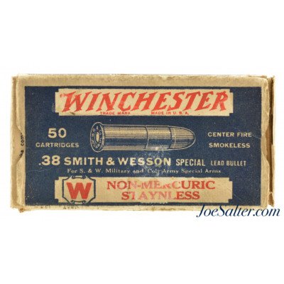 Winchester “1932” Box 38 Smith & Wesson Special Ammo 158 Gr Full Box