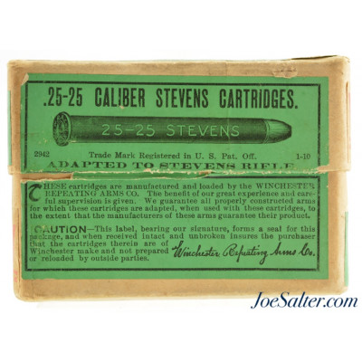 Excellent Full Box Winchester 25-25 Stevens Black Powder Ammo 20 Rds.