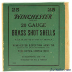 Excellent Full Box Winchester 20 Gauge Brass Shot Shells 2 ½ Inch Unfired 