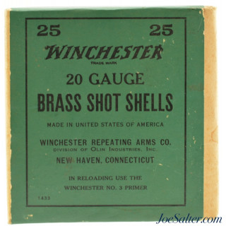 Excellent Full Box Winchester 20 Gauge Brass Shot Shells 2 ½ Inch Unfired 