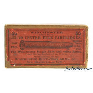 Early 1900's Full Box Winchester 25-20 Single Shot Smokeless Ammo