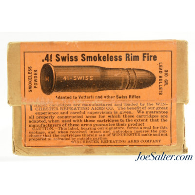 Scarce Full Box Winchester 41 Swiss Smokeless Ammo 