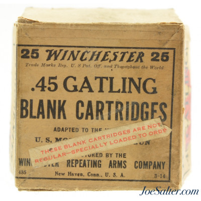 Rare Custom Order Winchester 45 Gatling Blank Ammo Full Box 25 Rds.