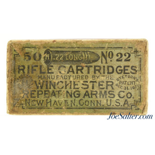  Winchester 22 Long Black Powder Ammo Full Box Circa 1890's 