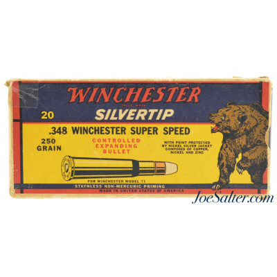 Full Winchester “Grizzly Bear” Box 348 Win Ammo Silvertip Model 71