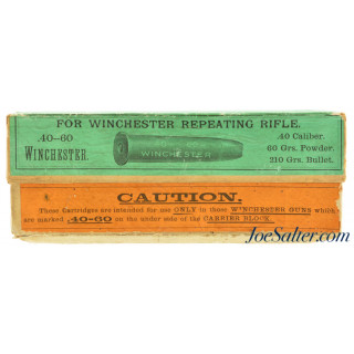  Excellent Mid 1880's First Type Box 40-60 Winchester Ammo Full & Original 